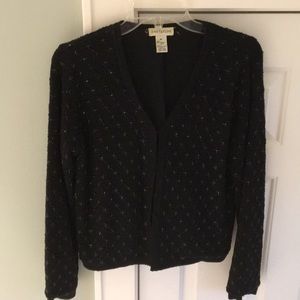 Gorgeous Ann Taylor bedazzled navy knit jacket.